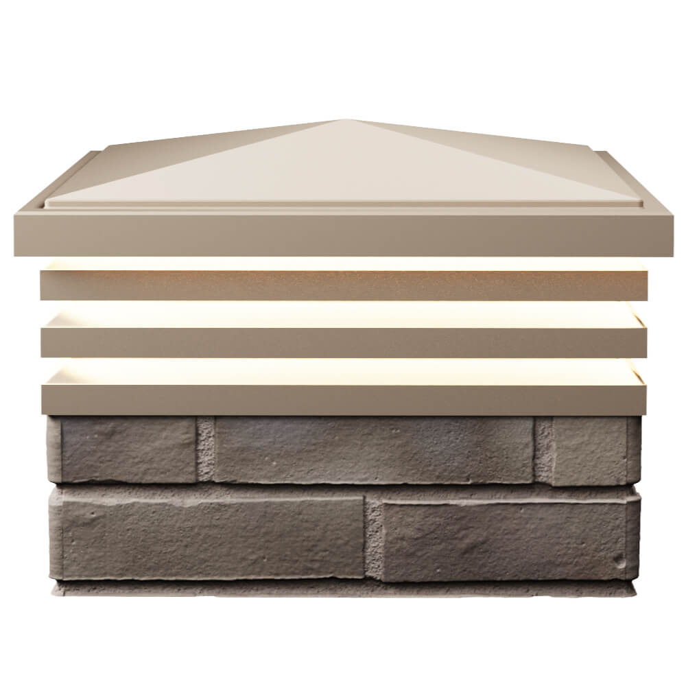 Колпак Zking Бона ХайТек Бежевый на столб 1.5х1.5 кирпича (385х385мм) с подсветкой в Старом Осколе фото