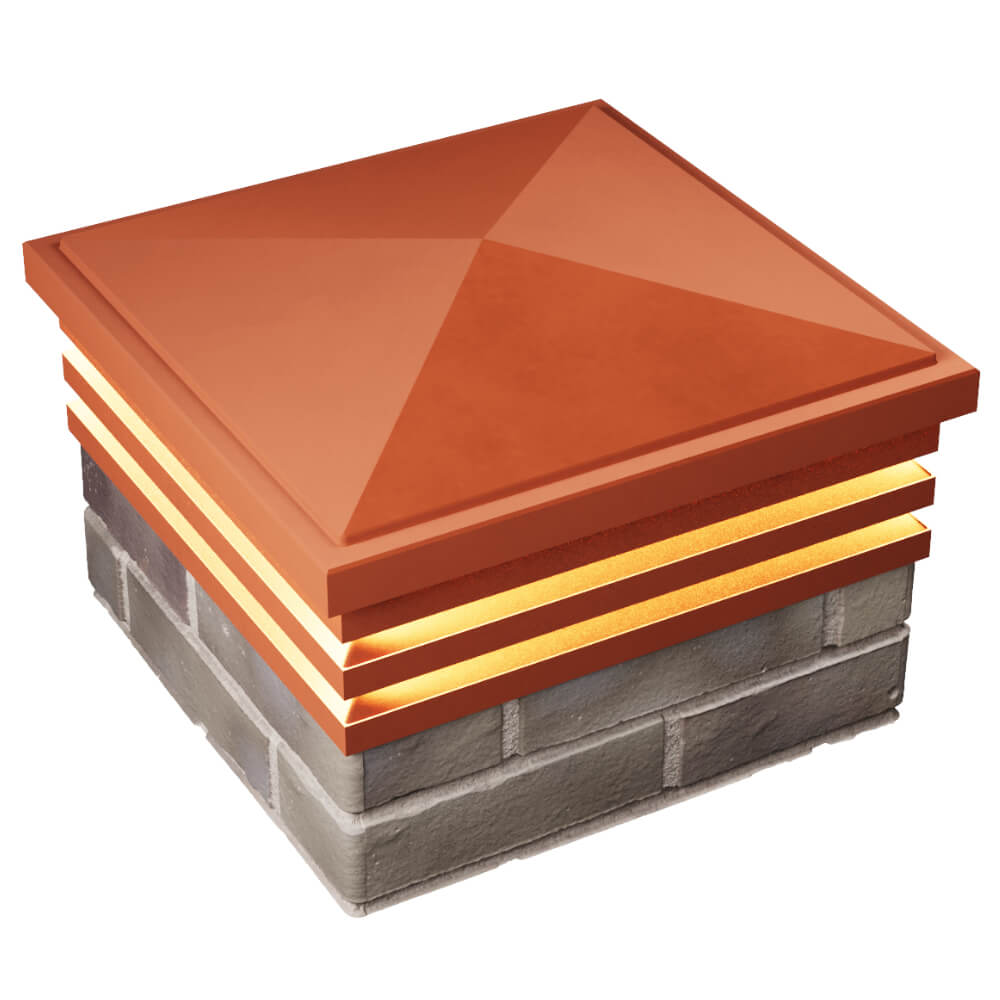 Колпак Zking Бона ХайТек Красный на столб 1.5х1.5 кирпича (385х385мм) с подсветкой в Старом Осколе фото