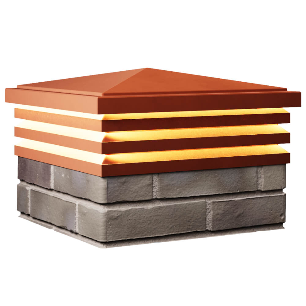 Колпак Zking Бона ХайТек Красный на столб 1.5х1.5 кирпича (385х385мм) с подсветкой в Старом Осколе фото