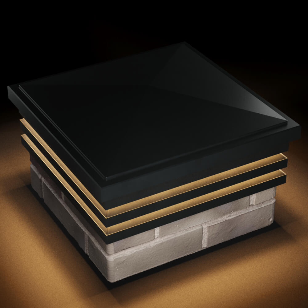 Колпак Zking Бона ХайТек Черный на столб 1.5х1.5 кирпича (385х385мм) с подсветкой в Старом Осколе фото