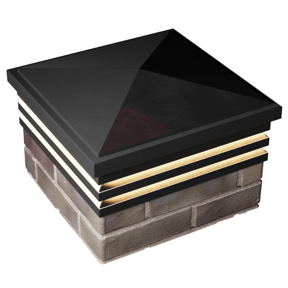 Колпак Zking Бона ХайТек Черный на столб 1.5х1.5 кирпича (385х385мм) с подсветкой в Старом Осколе фото