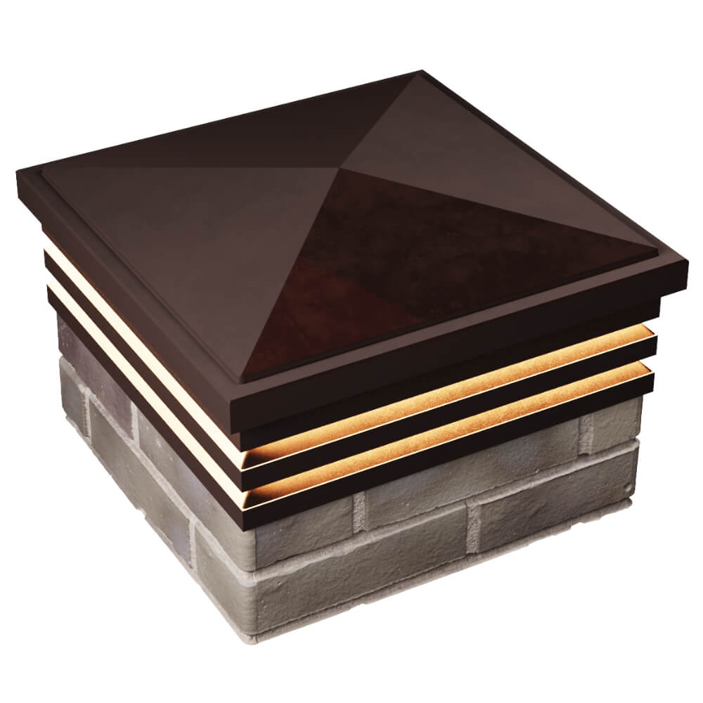 Колпак Zking Бона ХайТек Коричневый на столб 1.5х1.5 кирпича (385х385мм) с подсветкой в Старом Осколе фото