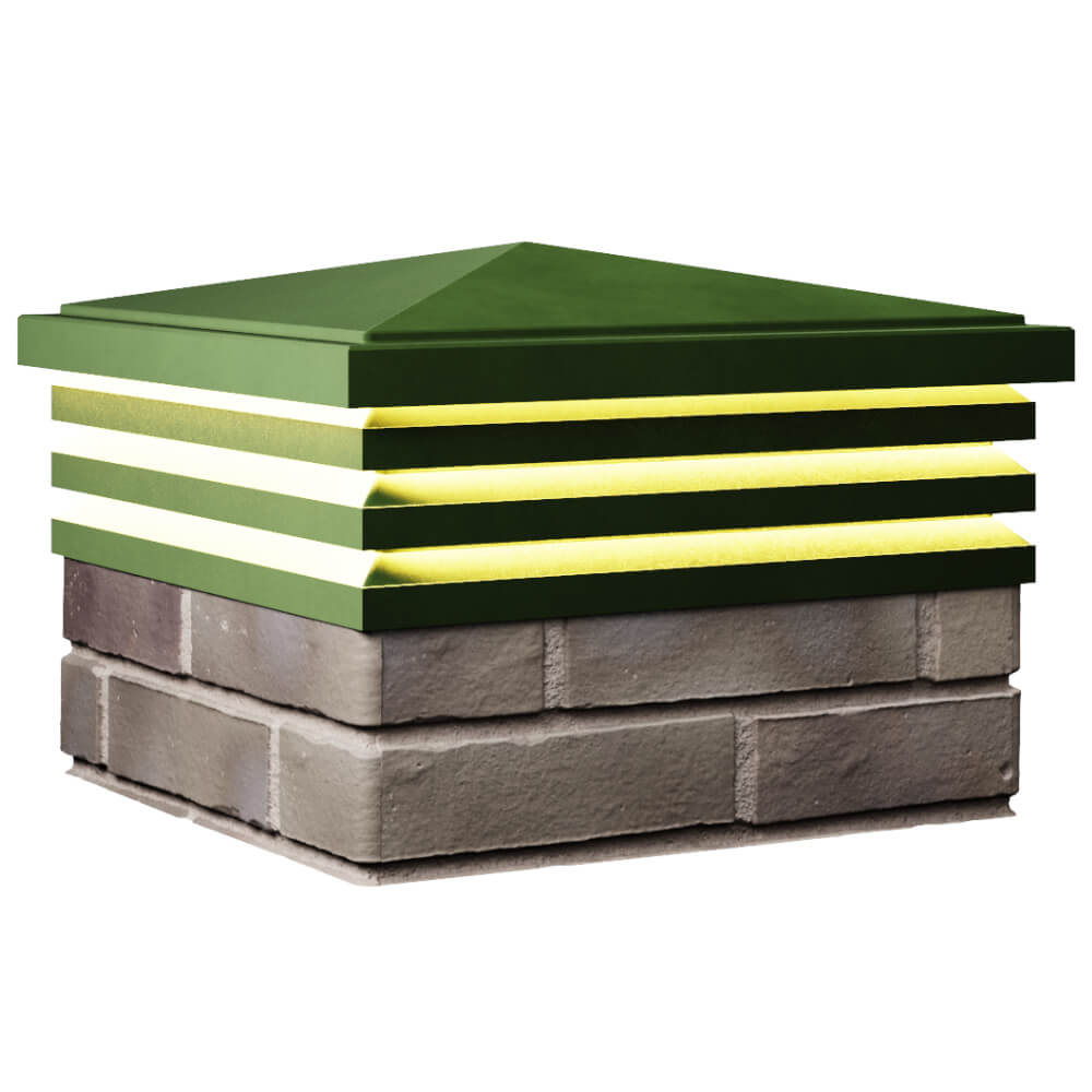 Колпак Zking Бона ХайТек Зеленый на столб 1.5х1.5 кирпича (385х385мм) с подсветкой в Старом Осколе фото