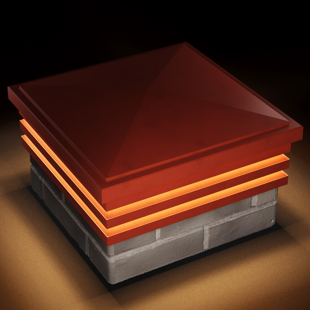 Колпак Zking Бона ХайТек Красный на столб 1.5х1.5 кирпича (385х385мм) с подсветкой в Старом Осколе фото