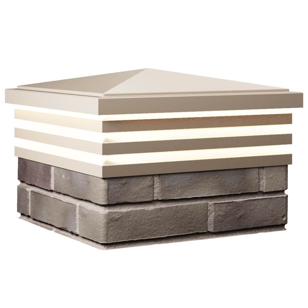 Колпак Zking Бона ХайТек Бежевый на столб 1.5х1.5 кирпича (385х385мм) с подсветкой в Старом Осколе фото