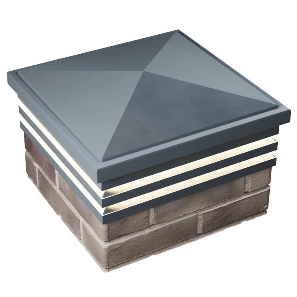 Колпак Zking Бона ХайТек Серый на столб 1.5х1.5 кирпича (385х385мм) с подсветкой в Старом Осколе фото