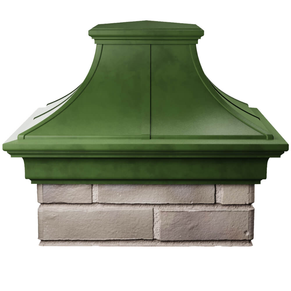 Колпак Zking Монблан Премиум Зеленый на столб 1.5х1.5 кирпича (385х385мм) Старый Оскол фото