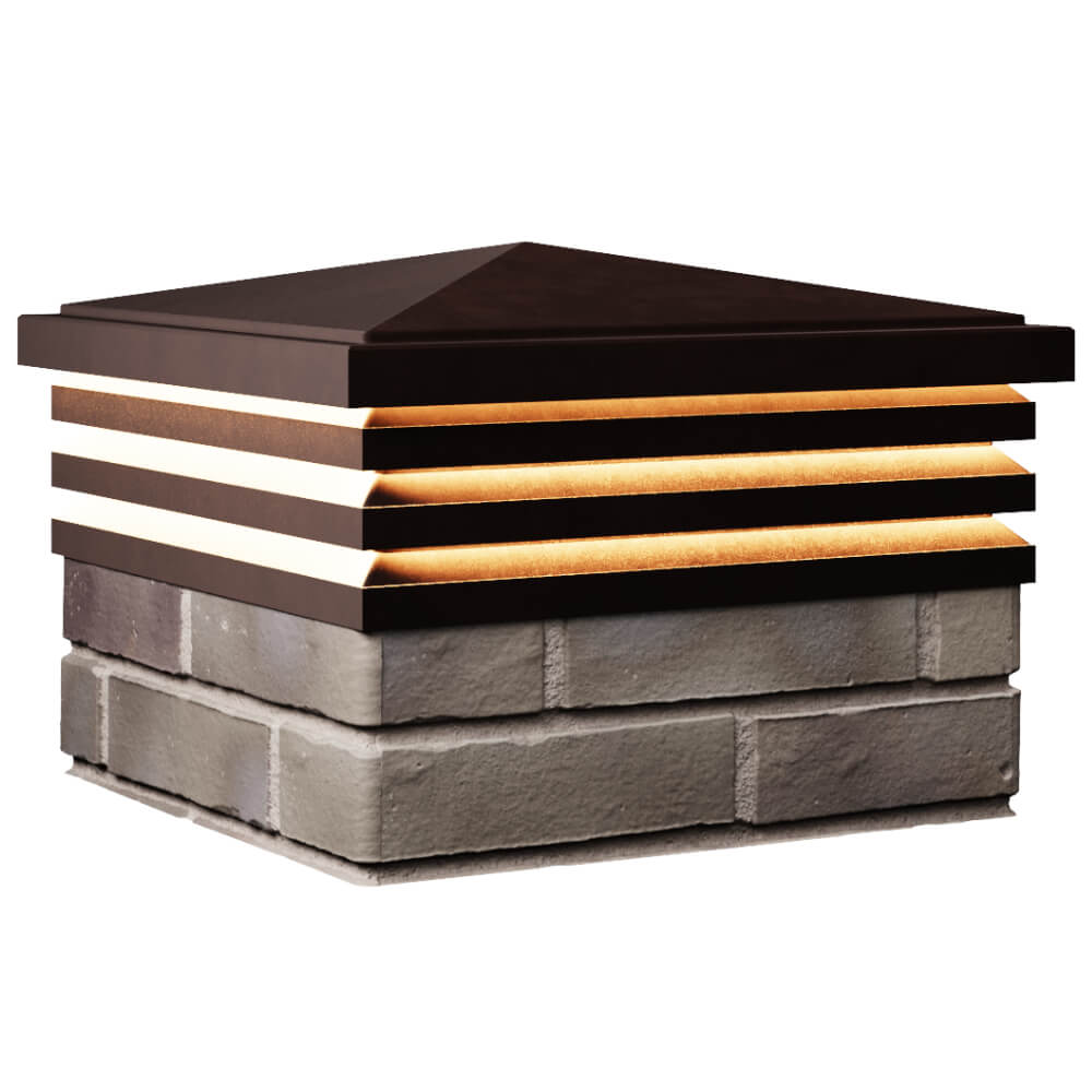 Колпак Zking Бона ХайТек Коричневый на столб 1.5х1.5 кирпича (385х385мм) с подсветкой в Старом Осколе фото