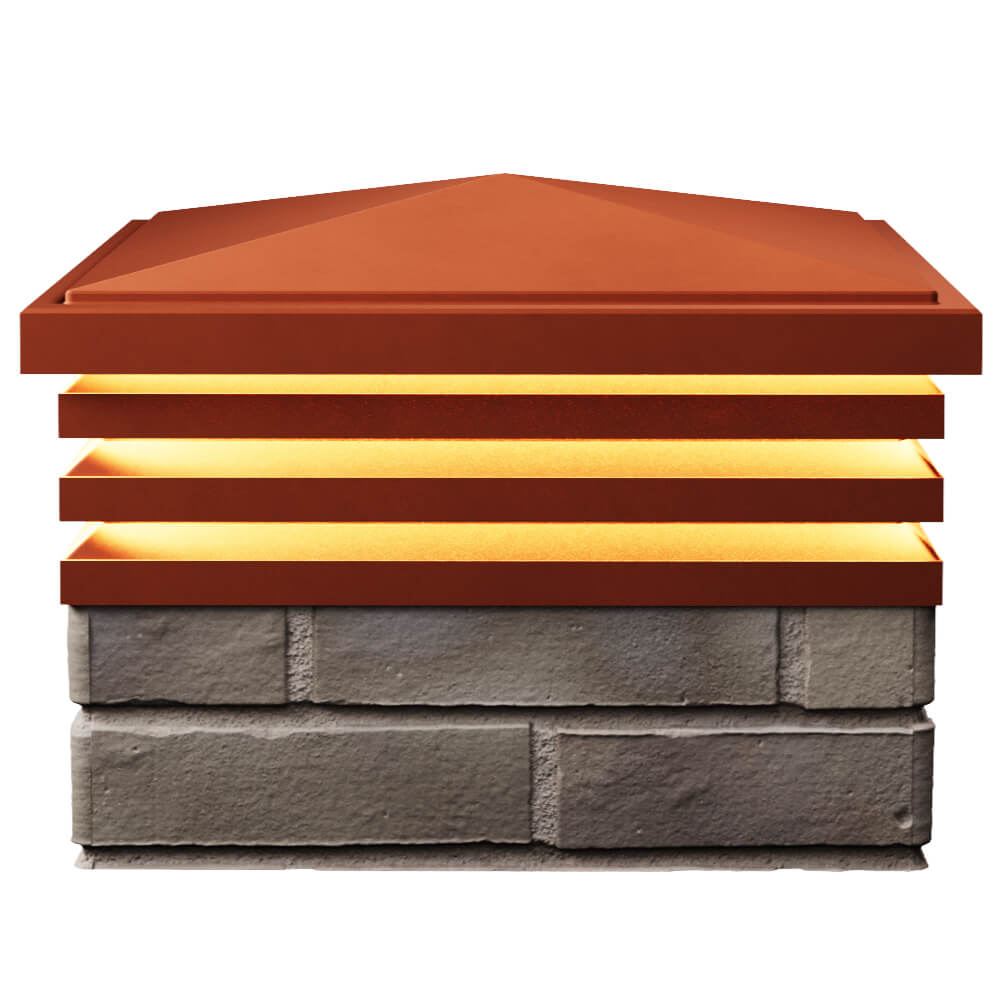 Колпак Zking Бона ХайТек Красный на столб 1.5х1.5 кирпича (385х385мм) с подсветкой в Старом Осколе фото