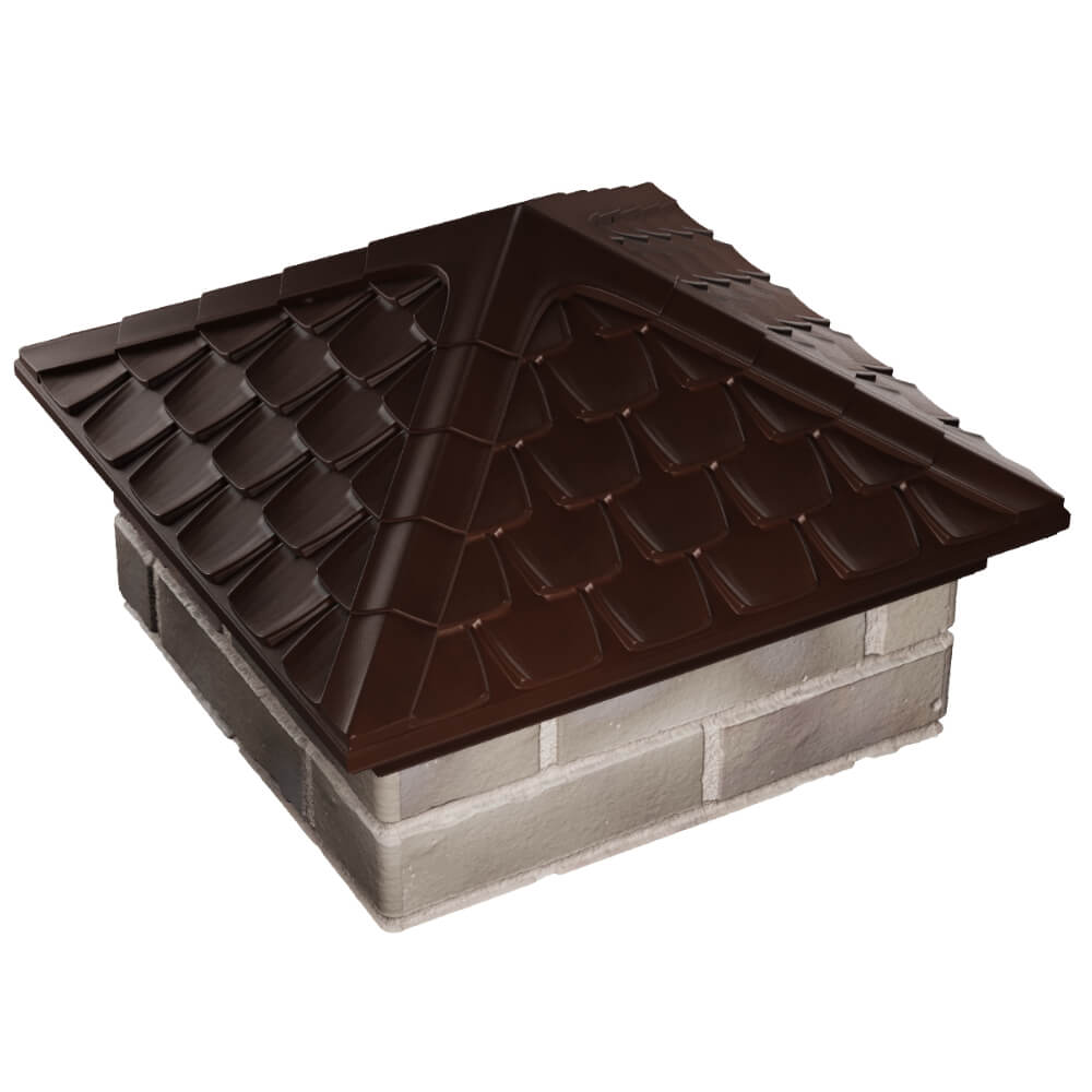 Колпак Zking Эльбрус Коричневый на столб 1.5х1.5 кирпича (385х385мм) в Старом Осколе фото