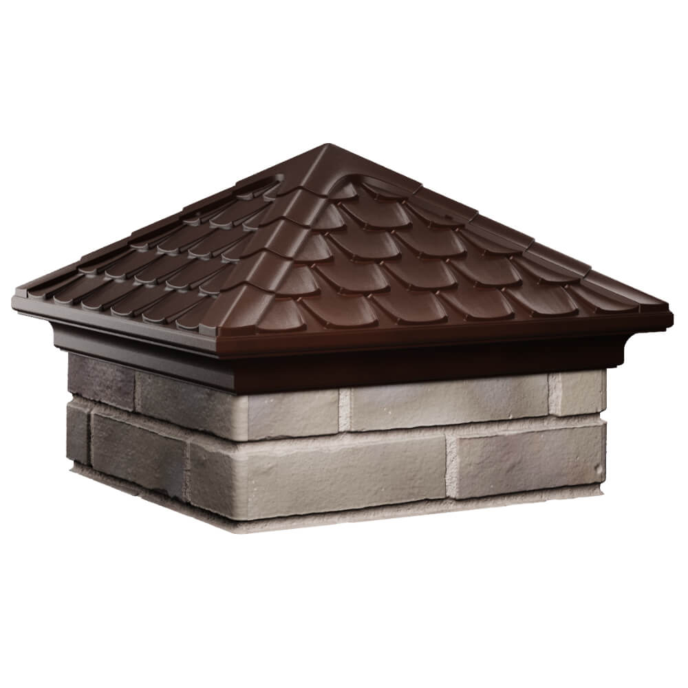 Колпак Zking Эльбрус Коричневый на столб 1.5х1.5 кирпича (385х385мм) в Старом Осколе фото
