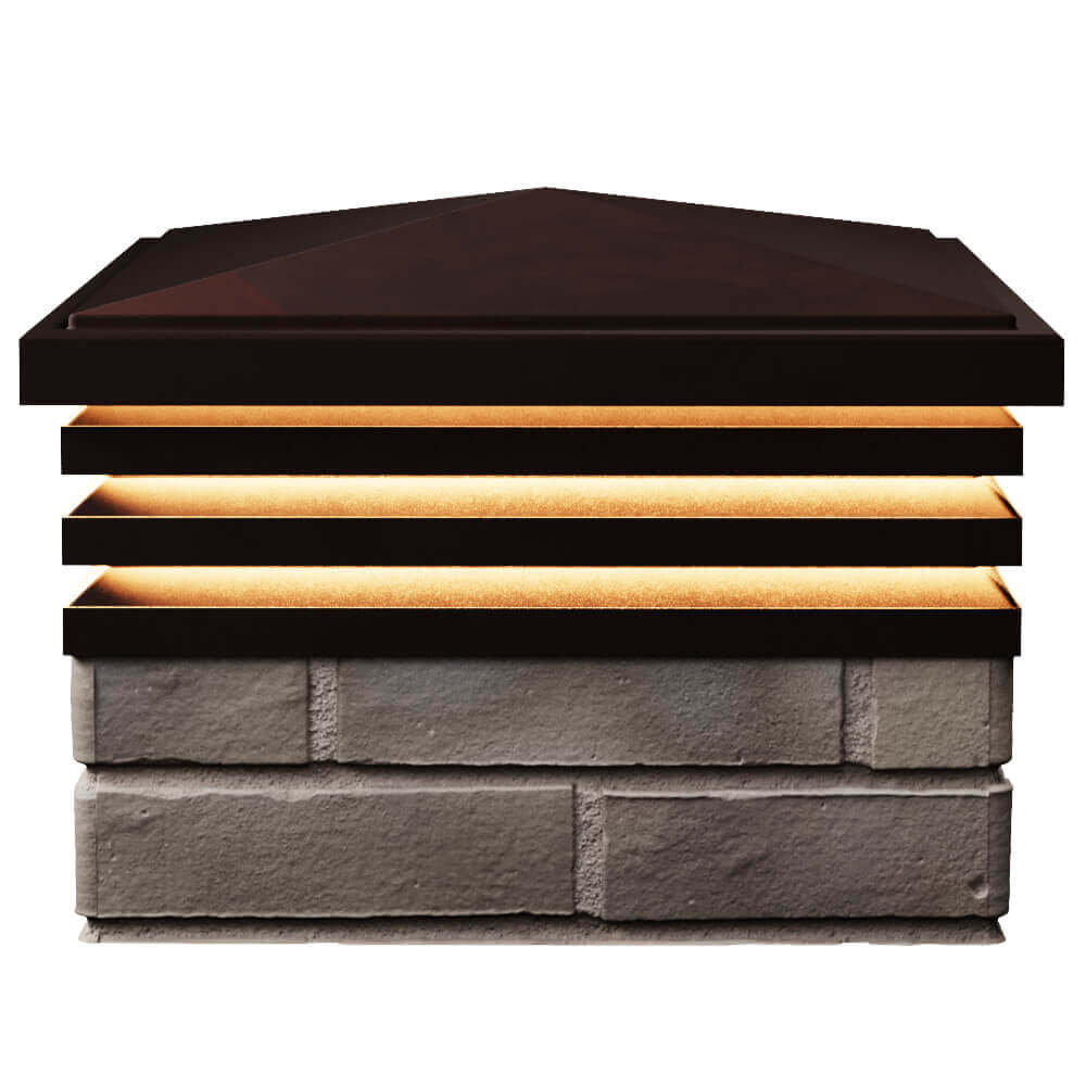 Колпак Zking Бона ХайТек Коричневый на столб 1.5х1.5 кирпича (385х385мм) с подсветкой в Старом Осколе фото